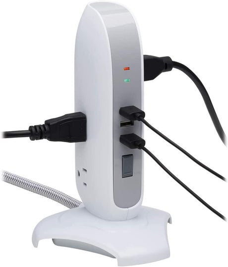 Tripp Lite Surge Protector Tower 5-Outlet 3 USB Ports 6ft Cord 5-15P White (TLP66USB)