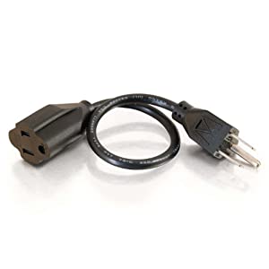 C2g/ cables to go C2G Power Cord, Short Extension Cord, Power Extension Cord, 18 AWG, Black, 6 Feet (1.82 Meters), Cables to Go 03115