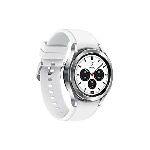 Samsung Galaxy Watch4 Classic 42mm Silver Stainless Steel - Google Wear OS, 1.19" Round Display, Rotating Bezel, HR Monitor, VO2 Max, Fitness Tracking, Sleep Management (CAD Version &amp; Warranty)