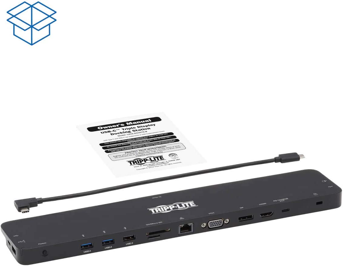Tripp Lite USB-C Docking Station with Triple Display, 4K HDMI @ 30 Hz, DisplayPort, VGA, USB-A 3.2 Gen 1, Gigabit Ethernet Port, 100W PD Charging, Black Housing, 3-Year Warranty (U442-DOCK7D-B)