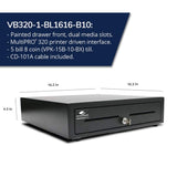 APG Standard- Duty 16” Electronic Point of Sale Cash Drawer | Vasario Series VB320-1-BL1616-B10 | with CD-101A Cable | Printer Compatible | Plastic Till with 5 Bill/ 8 Coin Compartments | Black Printer-Driven 24V (with Cable) - Black 16" - 5x8