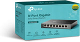 TP-Link 8 Port Gigabit Switch | Easy Smart Managed | Plug &amp; Play | Limited Lifetime Protection | Desktop/Wall-Mount | Sturdy Metal w/ Shielded Ports | Support QoS, Vlan, IGMP and LAG (TL-SG108E) 8 Port w/ Enhanced Features