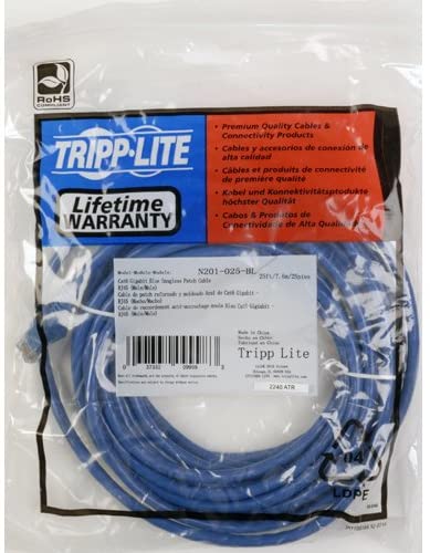 Tripp Lite Cat6 Gigabit Snagless Molded Patch Cable (RJ45 M/M) - Blue, 1-ft.(N201-001-BL) 1-ft. Blue