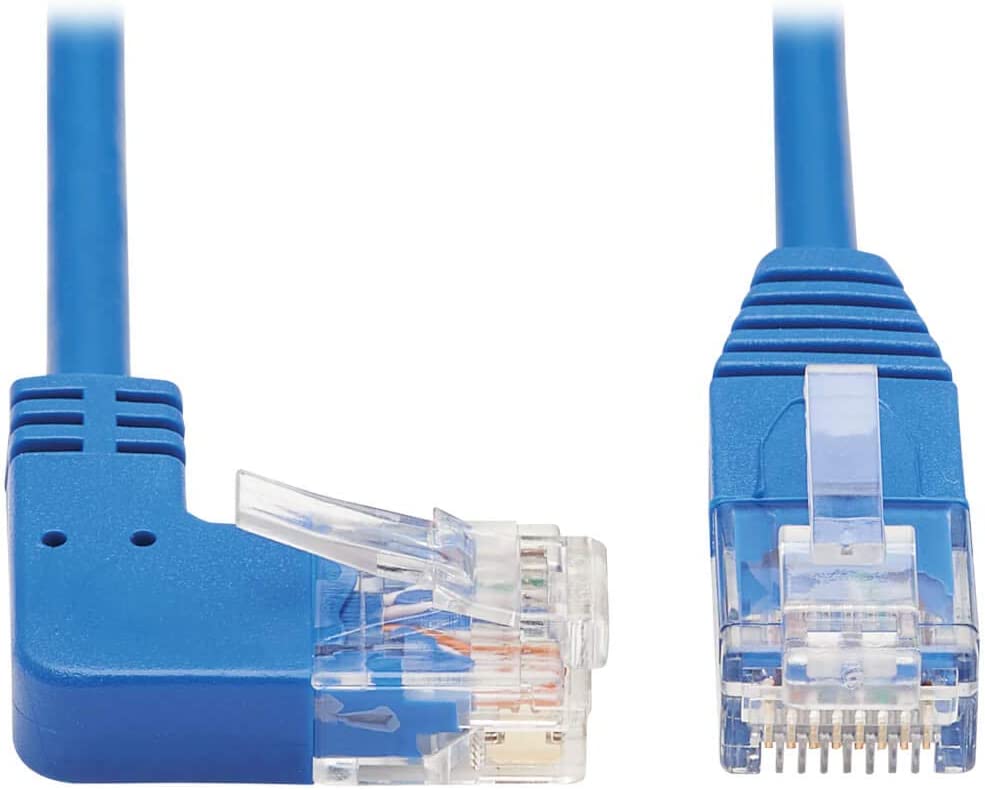 Tripp Lite Right Angle Cat6 Ethernet Cable, Gigabit Molded Slim UTP Network Patch Cable, Blue, 10 ft. (N204-S10-BL-RA) Right Angle 10-ft.