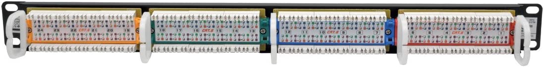Tripp Lite 24-Port Cat5 / Cat5e Patch Panel Color-Coded 110-Type RJ45, Ethernet, 568B 1URM (N053-024-RBGY) Cat5/Cat5e