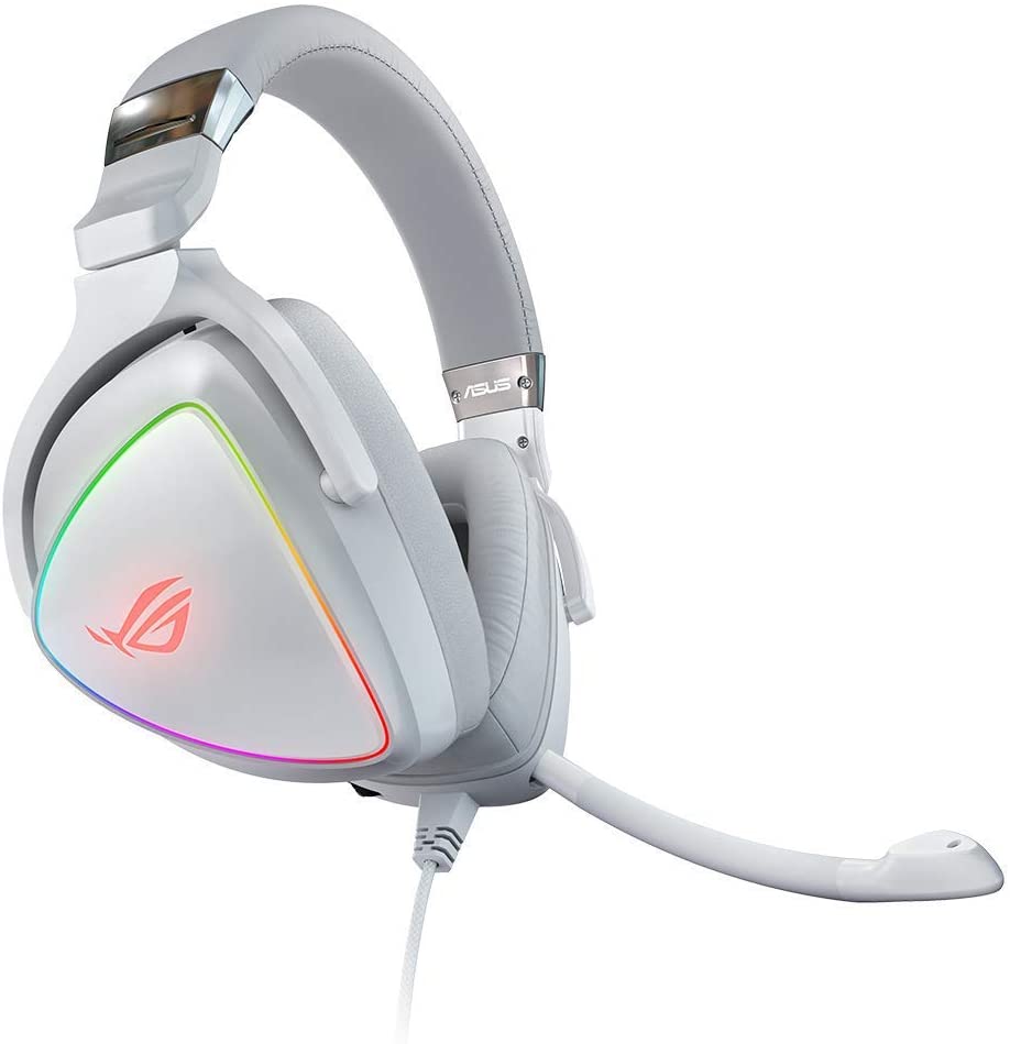ASUS RGB Gaming Headset ROG Delta | Hi-Res ESS Quad-DAC, Circular RBG Lighting Effect | USB-C Connector for PCs, Consoles, and Mobile Gaming | Gaming Headphones with Detachable Mic Delta (Wired) White
