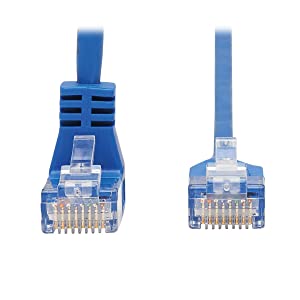 Tripp Lite Down Angle Cat6 Ethernet Cable, Gigabit Molded Slim UTP Network Patch Cable, Blue, 1 ft. (N204-S01-BL-DN) Down Angle 1-ft.