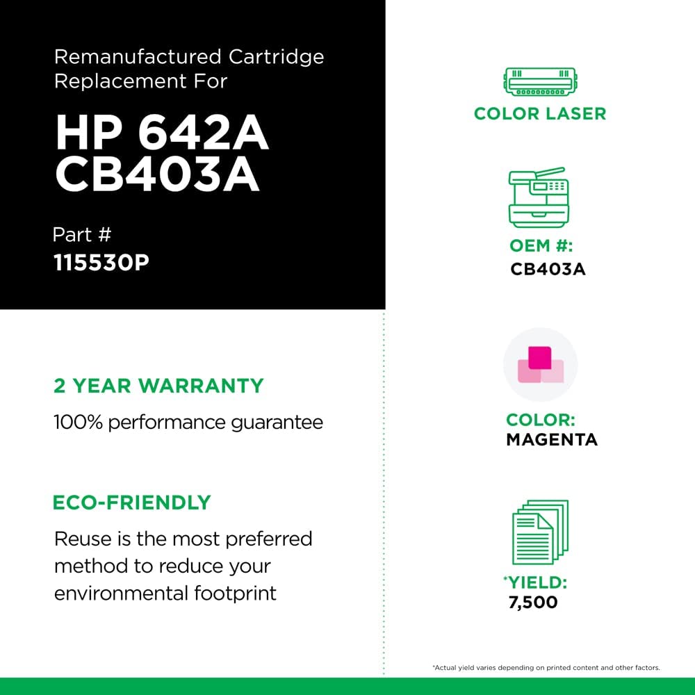 Clover imaging group Clover Remanufactured Toner Cartridge Replacement for HP CB403A (HP 642A) | Magenta Magenta 7,500
