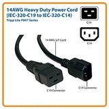 Tripp Lite Heavy-Duty Power Cord, 15A, 14AWG (IEC-320-C19 to IEC-320-C14) 6-ft.(P047-006),Black