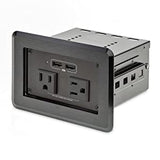 StarTech.com Conference Table Power Center with 2X UL Certified 120V AC Outlets &amp; 2X USB BC 1.2 - Recessed in-Table/Desk Power Strip/Charging Station for Meeting Room/Boardroom/Lab Bench (KITBZPOWNA)
