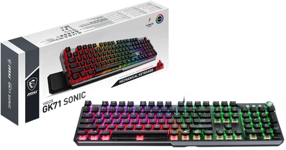 MSI Vigor GK71 Sonic Mechanical Gaming Keyboard, Per-Key RGB with Ergonomic Wrist Rest