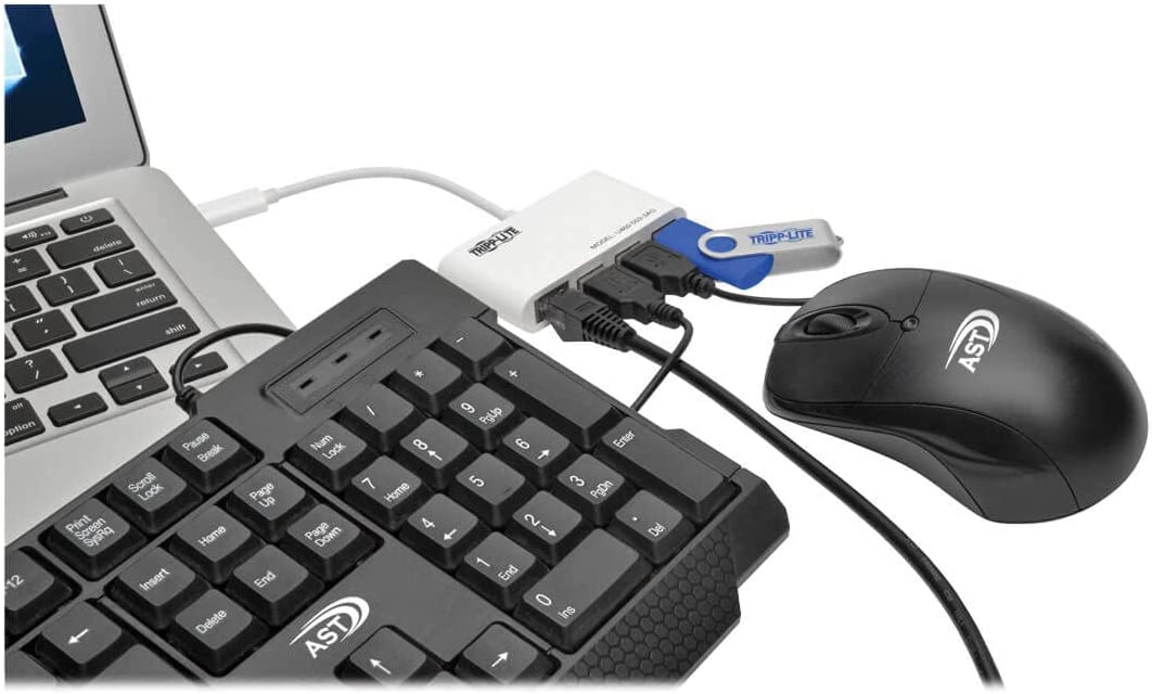 Tripp Lite 3-Port USB-C to USB-A Hub Portable w/Gigabit Ethernet Port RJ45 (U460-003-3AG)