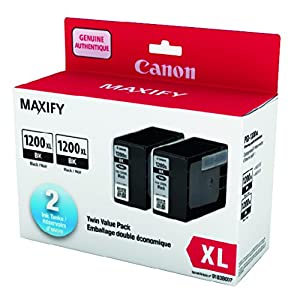 Canon PGI-1200XL Genuine PGI-1200 XL High Yield Pigment Twin Ink Value Pack, Black, 2 Pack Ink