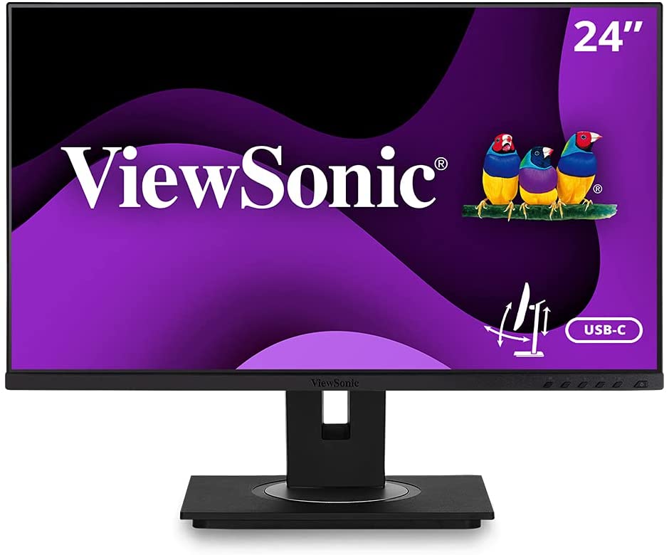 ViewSonic VG2456A 24 Inch 1080p IPS Monitor with USB 3.2 Type C with 90W Power Delivery, Docking Built-In, RJ45, 40 Degree Tilt Ergonomics for Home and Office 24-Inch 1080p USB-C