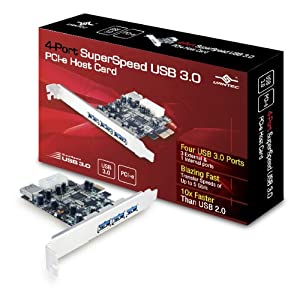 Vantec 4-Port SuperSpeed USB 3.0 PCIe Host Card (UGT-PC341) USB 3.0, 4A