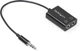 StarTech.com Black Slim Mini Jack Headphone Splitter Cable Adapter - 3.5mm Audio Mini Stereo Y Splitter - 3.5mm Male to 2x 3.5mm Female (MUY1MFFADP) Adapter Black