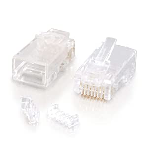 C2g/ cables to go C2G 27575 RJ45 Cat5e Modular Plug (with Load Bar) for Round Solid/Stranded Cable Mulitpack (100 Pack) Clear