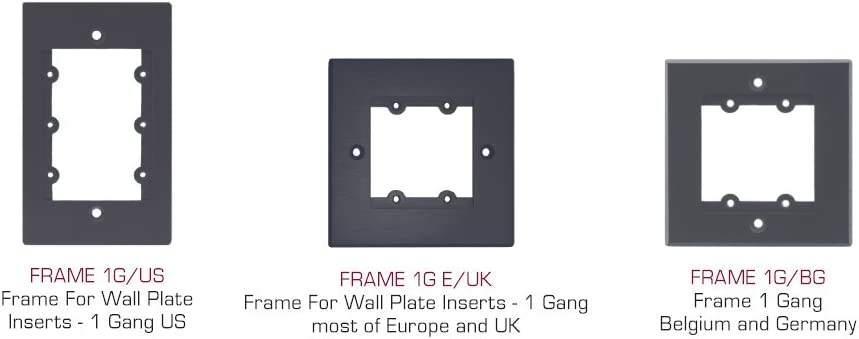 Kramer Electronics Frame-1G Frame for Wall Plate Inserts, 1 Gang, Grey