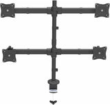StarTech.com Desk Mount Quad Monitor Arm - Ergonomic VESA 4 Monitor Mount 2x2 up to 27" - Articulating &amp; Height Adjustable Pole Mount - Tilt/Swivel/Rotate LCD/LED Screen - Clamp/Grommet (ARMQUAD) Desk &amp; Grommet Clamp Black