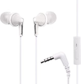 Panasonic ErgoFit Wired Earbuds, In-Ear Headphones with Microphone and Call Controller, Ergonomic Custom-Fit Earpieces (S/M/L), 3.5mm Jack for Phones and Laptops - RP-TCM125-W (White) White With Mic