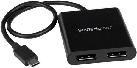 StarTech.com 2-Port Multi Monitor Adapter - USB-C to 2x DisplayPort 1.2 Video Splitter - USB Type-C to DP MST Hub - Dual 4K 30Hz or 1080p 60Hz - Thunderbolt 3 Compatible - Windows Only (MSTCDP122DP) 0.6"x2.3"x15.2" 2x DisplayPort