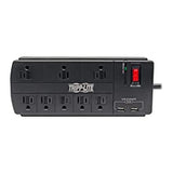 Tripp Lite Surge Protector with USB Charging, 8 Outlet Surge Protector Power Strip, 2 USB Charge Ports, 8ft Cord, 1200 Joules, Black (TLP88USBB) 8 Outlets + 2 USB Ports Surge Protector