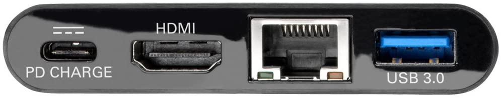 Tripp Lite USB C to HDMI Multiport Adapter Converter Docking Station w/ USB-A Hub, Gigabit Ethernet Thunderbolt 3 USB Type C 1080p Black (U444-06N-HGUB-C) HDMI, USB-A, PD Charging, Ethernet