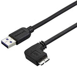 StarTech.com 0.5m 20in Slim Micro USB 3.0 Cable M/M - Right-Angle Micro-USB - USB 3.0 A to Micro B - Angled Micro USB 3.1 Gen 1 5Gbps (USB3AU50CMRS) , Black 20in / 50cm Right Angled Connector