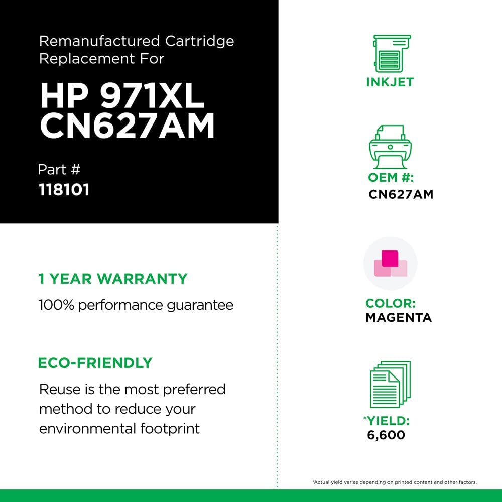 Clover imaging group Clover Remanufactured Ink Cartridge Replacement for HP CN627AM (HP 971XL) | Magenta | High Yield