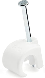 StarTech.com 100 Pack Large Cable Clips with Nail - Reusable - Nail-in Clamps - Wire Holding Clips - Ethernet Cord/AV/Coax Cable Fasteners - Brick/Drywall Mounting Cable Tacks - White - TAA (CBMNMCC3) Large | 1 Steel Nail