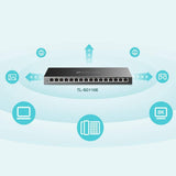 TP-Link 16 Port Gigabit Switch Easy Smart Managed Plug &amp; Play Limited Lifetime Protection Desktop/Wall-Mount Sturdy Metal w/ Shielded Ports Support QoS, Vlan, IGMP and LAG (TL-SG116E) 16 Port w/ Enhanced Features