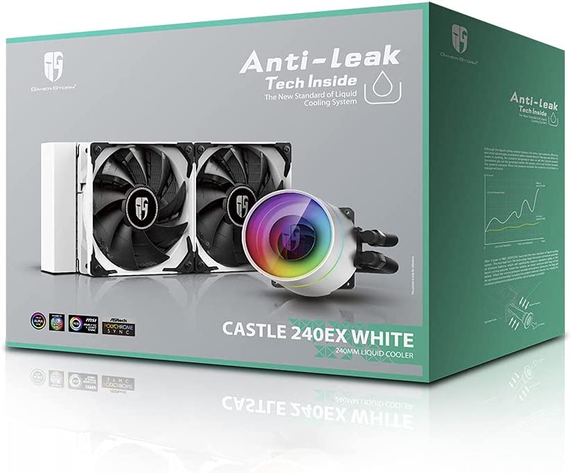 Deepcool DEEP COOL Castle 240EX WH, Addressable RGB AIO Liquid CPU Cooler, Anti-Leak Technology Inside, Cable Controller and 5V ADD RGB 3-Pin Motherboard Control, TR4/AM4 Supported, 3-Year Warranty CASTLE 240 EX WHITE