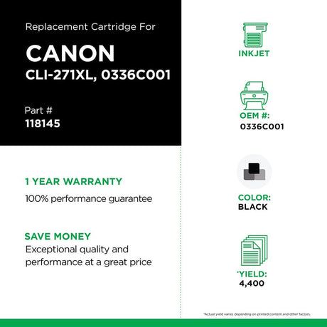 Clover imaging group Clover Remanufactured Ink Cartridge Replacement for Canon CLI-271XL | Black | High Yield