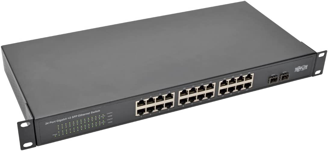 Tripp Lite 24-Port Gigabit Ethernet Switch Rackmount Metal 1U, 2 Gigabit SFP Ports 10/100/1000Mbps (NG24) 24-port (Metal) Unmanaged