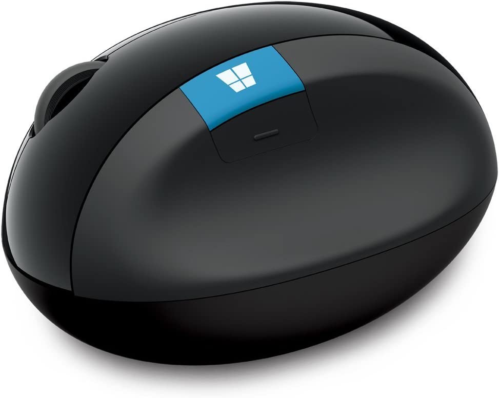 Microsoft Sculpt Ergonomic Mouse, Black - Wireless Mouse for Natural Wrist Comfort with 4-Way Scroll Wheel for PC/Laptop/Desktop, works with Mac/Windows 8/10/11 Computers