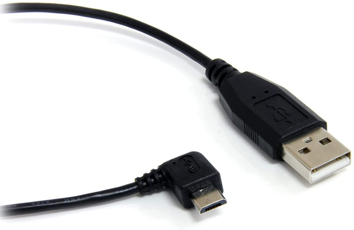 StarTech.com 6 ft. (1.8 m) Right Angle Micro USB Cable - USB 2.0 A to Right Angle Micro B - Black - Micro USB Cable (UUSBHAUB6RA) 6 ft / 2m Right Angle