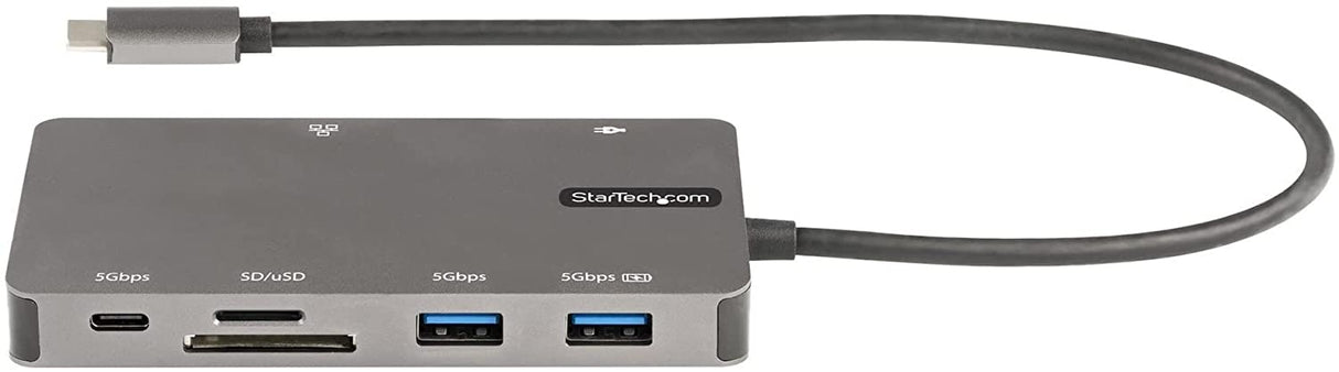 StarTech.com USB C Multiport Adapter - HDMI 4K 30Hz or VGA Travel Dock - 5Gbps USB 3.0 Hub (USB A/USB C Ports) - 100W Power Delivery - SD/Micro SD - GbE - 30cm Cable - USB C Mini Dock (DKT30CHVSDPD)