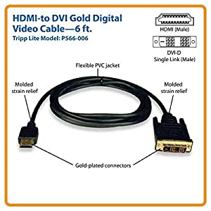 Tripp Lite HDMI to DVI Cable, Digital Monitor Adapter Cable (HDMI to DVI-D M/M) 6-ft.(P566-006) 6-feet