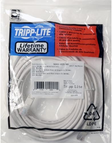 Tripp Lite Cat5e 350MHz Molded Patch Cable (RJ45 M/M) - White, 1-ft.(N002-001-WH) 1 foot White