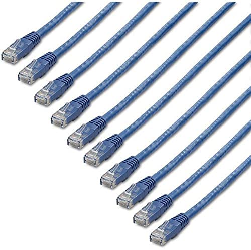 StarTech.com 1 ft. CAT6 Ethernet Cable - 10 Pack - ETL Verified - Blue CAT6 Patch Cord - Molded RJ45 Connectors - 24 AWG Copper Wire – UTP Cable (C6PATCH1BL10PK) Blue 1 ft / 0.3 m 10 Pack