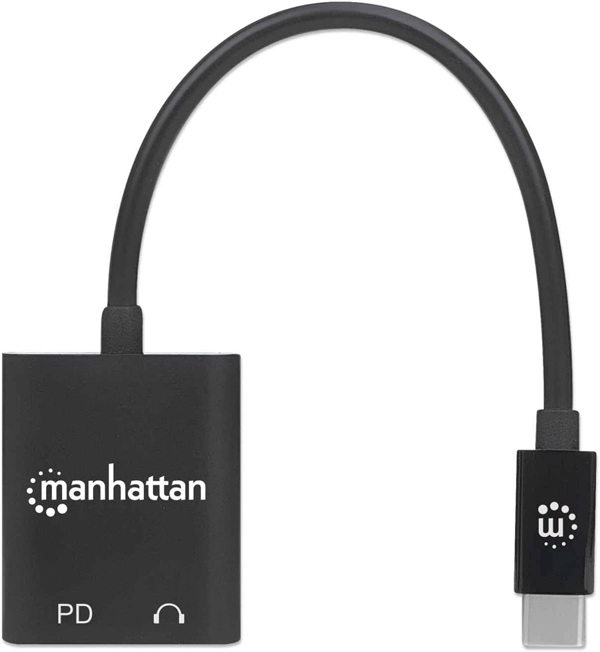 Manhattan USB C to 3.5 mm Headphone Jack Adapter with USB C PD 60W Charging to All Devices