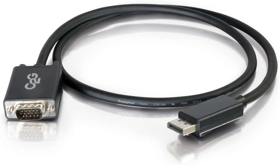 C2g/ cables to go C2G Display Port Cable, Display Port to VGA, Male to Male, Black, 6 Feet (1.82 Meters), Cables to Go 54332 DisplayPort To VGA - 6 Feet Black