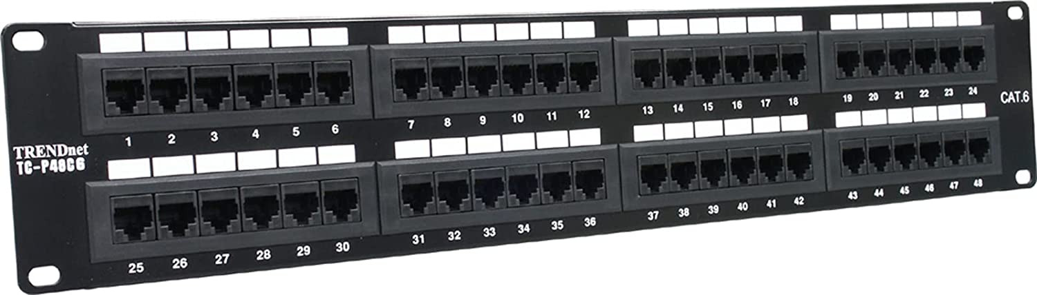 TRENDnet 48-Port Cat6 Patch Panel - Rackmount Network Panel For Ethernet & Gigabit Applications