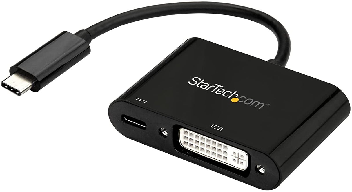 StarTech.com USB C to DVI Adapter with Power Delivery - 1080p USB Type-C to DVI-D Single Link Video Display Converter w/ Charging - 60W PD Pass-Through - Thunderbolt 3 Compatible - Black (CDP2DVIUCP) Black 1080p w/ 60W PD Charge