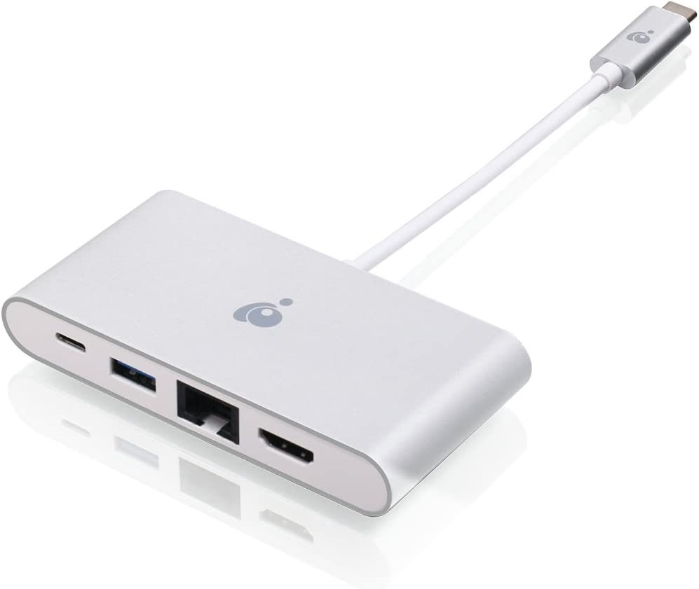 IOGEAR USB-C 4 in 1 Docking Station - 1 HDMI 4K 30Hz Out - 1 USB 3.0 5Gbps Out - Ethernet LAN Port - USB-C 60W Pass Through - Mac Win - GUH3C3PD USB-C 4-in-1 4K multi-Port Power Delivery