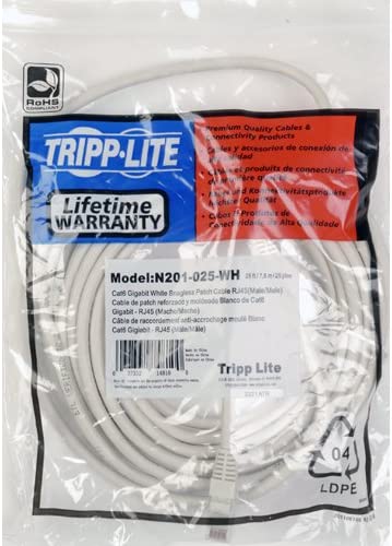 Tripp Lite Cat6 Gigabit Snagless Molded Patch Cable (RJ45 M/M) - White, 10-ft.(N201-010-WH) 10-ft. White