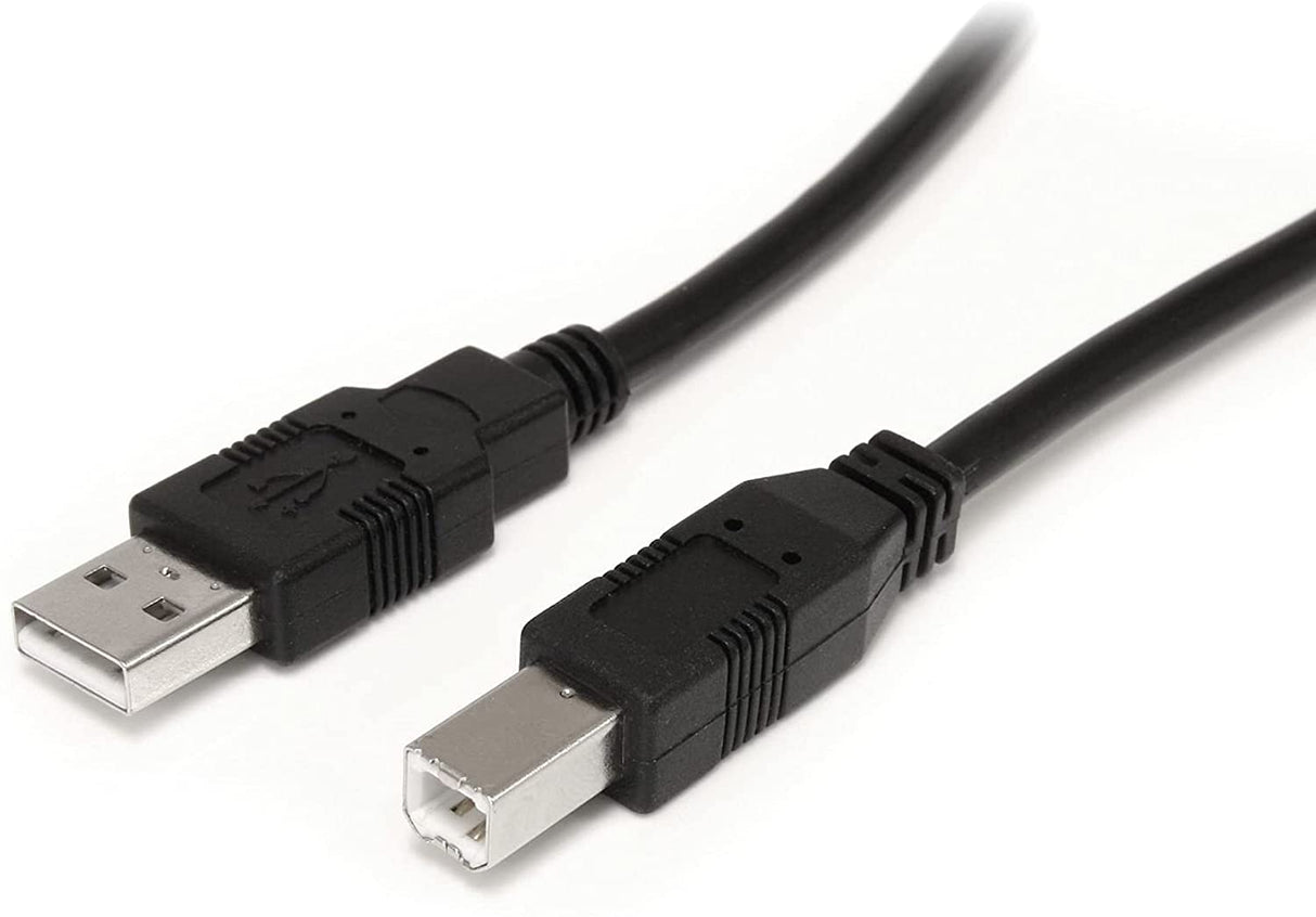 StarTech.com 9 m / 30 ft Active USB A to B Cable - M/M - Black USB 2.0 A to B Cord - Printer Cable - Extension USB Cable (USB2HAB30AC) 30 ft / 9m