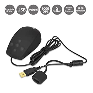 SIIG Wired Computer Waterproof Mouse - USB Mouse - IP68 Waterproof Silicone Mouse for PC or Laptop (JK-US0S11-S1)