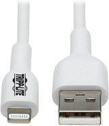 Tripp Lite Safe-IT USB-A to Lightning Charge Cable, Hospital-Grade Protection Cable (M/M), MFi Certified, White, 6.6 Feet / 2 Meters, 2-Year Warranty (M100AB-02M-WH)