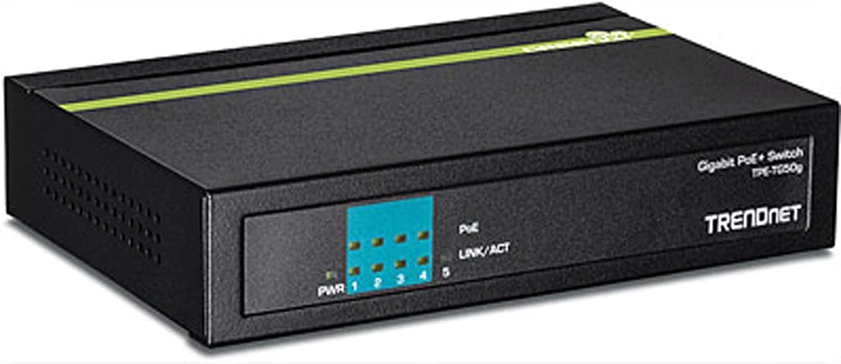 TRENDnet 5-Port Gigabit PoE+ Switch, 31 W PoE Budget, 10 Gbps Switching Capacity, Data &amp; Power Through Ethernet To PoE Access Points And IP Cameras, Full &amp; Half Duplex, Black, TPE-TG50g